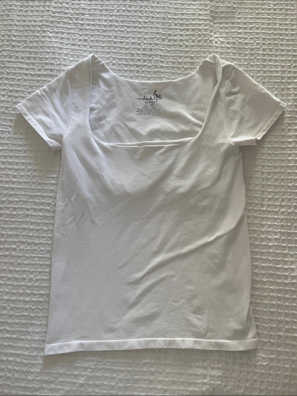 Free People White Square Scoop Neck Short Sleeve Tee